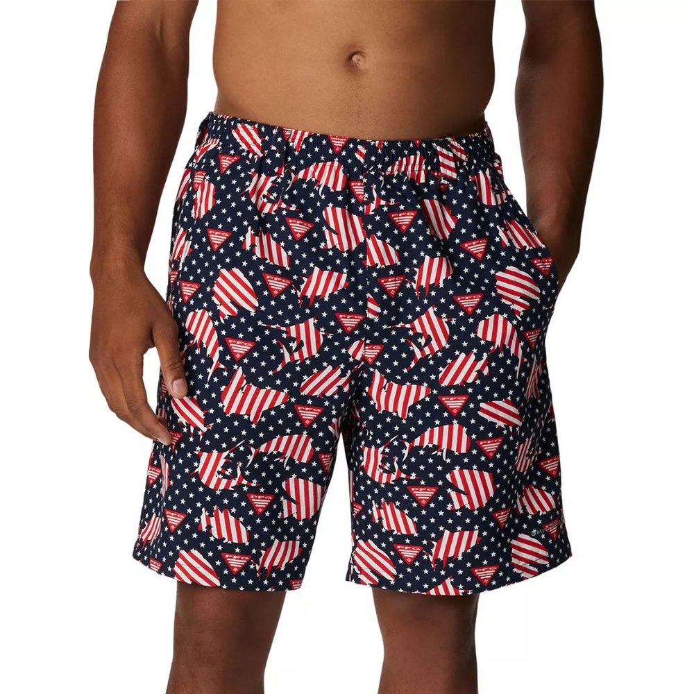 Men's Columbia PFG Super BackCast‎ Water Shorts Size Small Collegiate Navy Proud